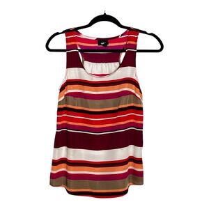 Mossimo Womens Striped Racerback Tank Top Blouse Multicolor Burgundy Red Small